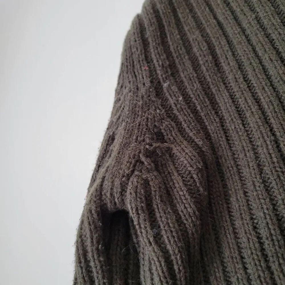 Eddie Bauer Men’s Ribbed Half Zip Sweater L Olive Green 100% Cotton Vintage Y2K - Picture 7 of 7
